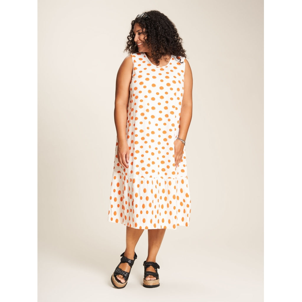 Studio Tea Dress Dress White with Orange Dots