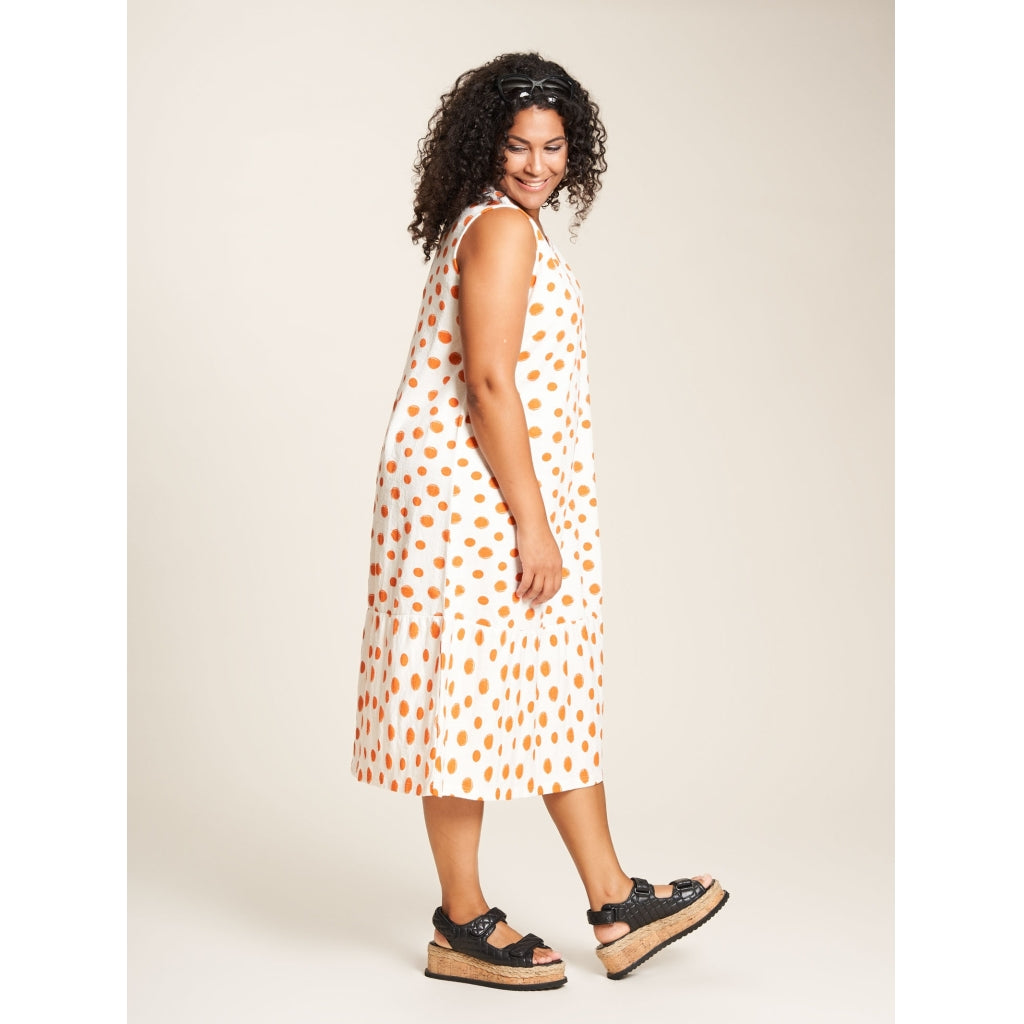 Studio Tea Dress Dress White with Orange Dots