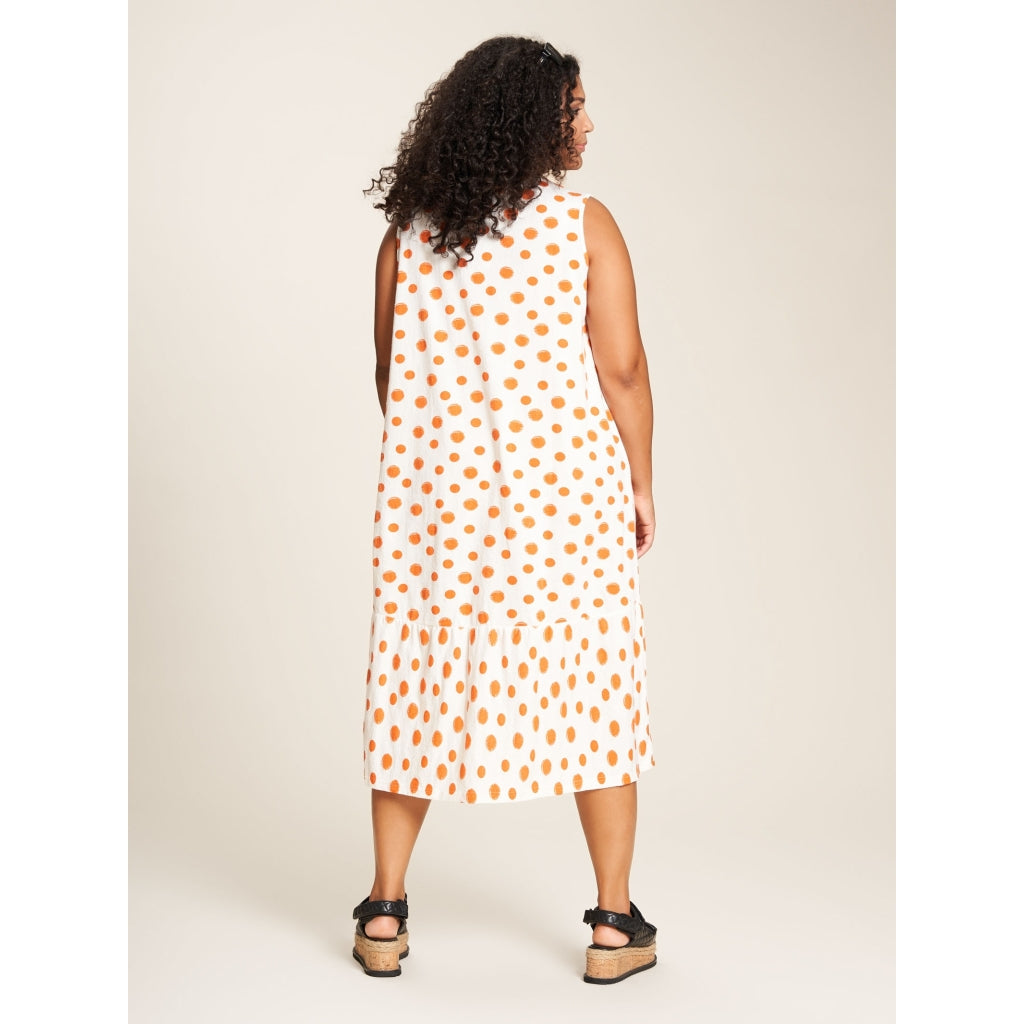 Studio Tea Dress Dress White with Orange Dots