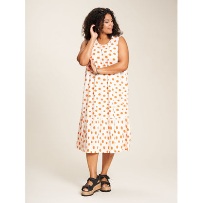 Studio Tea Dress Dress White with Orange Dots