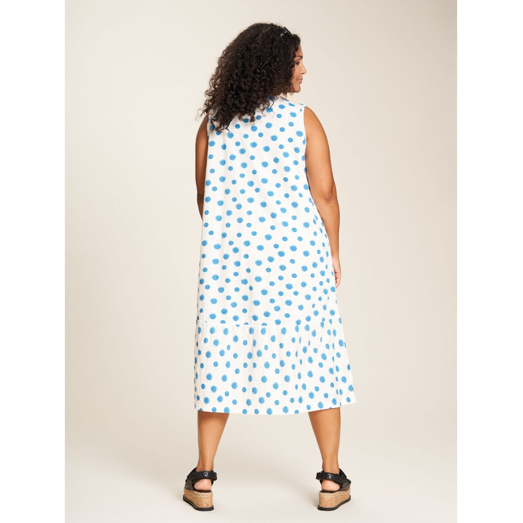 Studio Tea Dress Dress White with Turquoise Dots