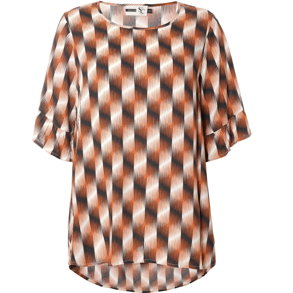 Studio Theresa Blouse Blouse Brown zig zag