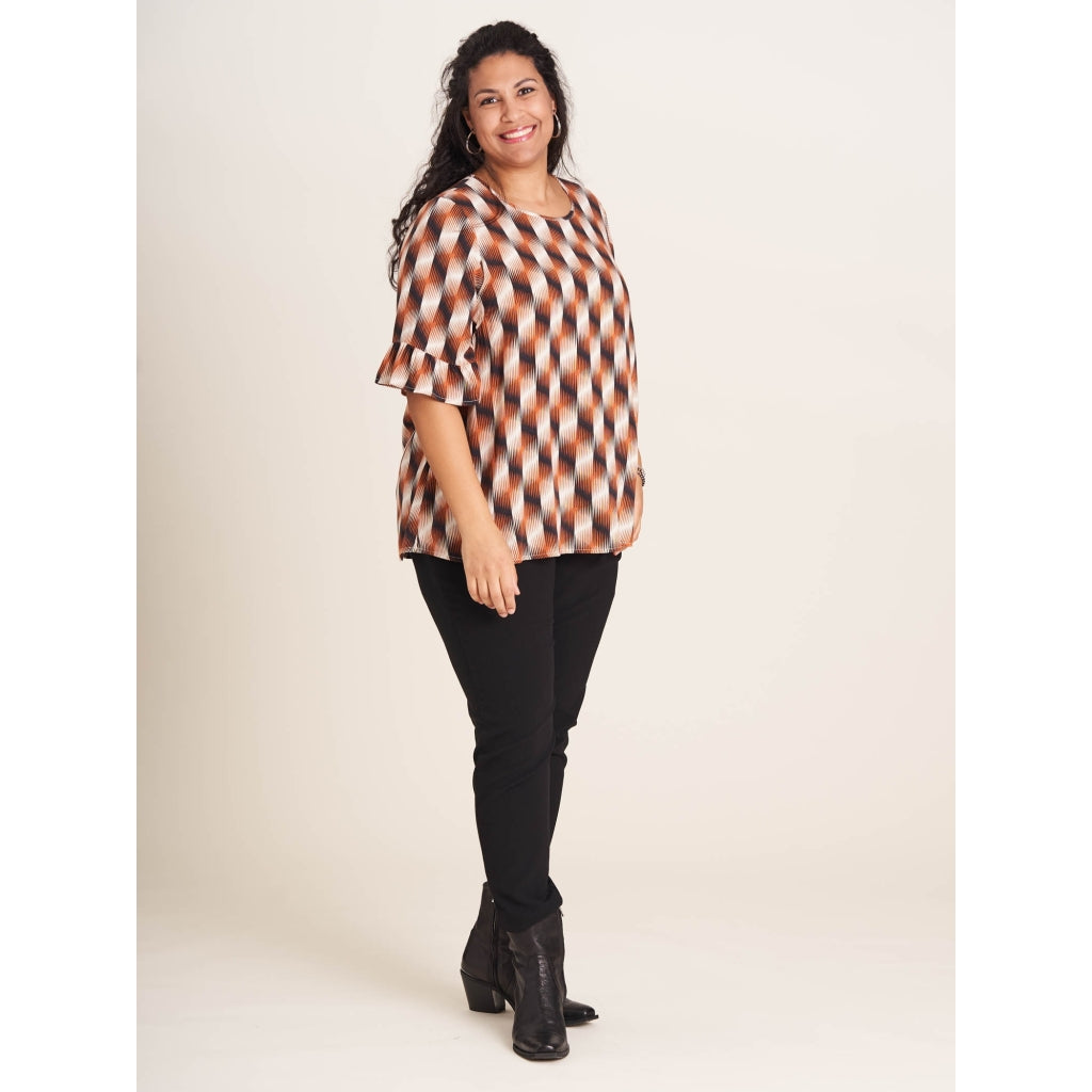 Studio Theresa Blouse Blouse Brown zig zag