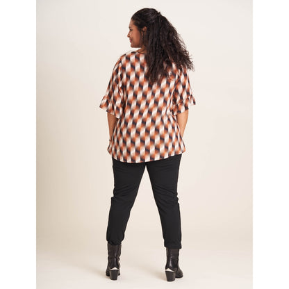 Studio Theresa Blouse Blouse Brown zig zag