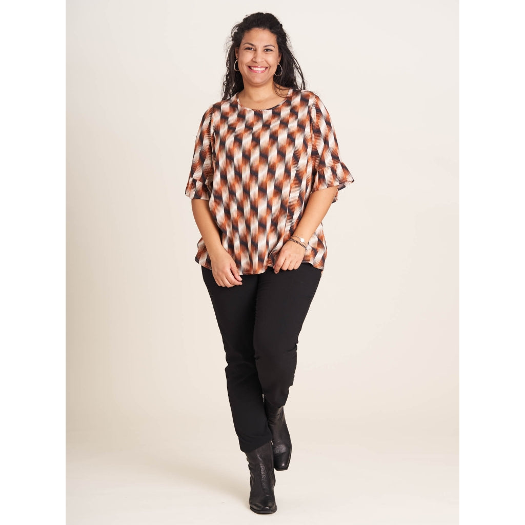 Studio Theresa Blouse Blouse Brown zig zag